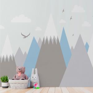 PAPEL DE PAREDE INFANTIL ALPINOS BLUE Vinil 0,010mm - Auto adesivo Sob medida - PADRÃO Impressão Digital Fosco - Liso Dividimos em rolos de 40 a 60 cm Imagens meramente ilustrativas