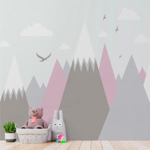 PAPEL DE PAREDE INFANTIL ALPINOS PINK Vinil 0,010mm - Auto adesivo Sob medida - PADRÃO Impressão Digital Fosco - Liso Dividimos em rolos de 40 a 60 cm Imagens meramente ilustrativas