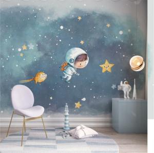 PAPEL DE PAREDE INFANTIL ASTRONAUTA Vinil 0,010mm - Auto adesivo Sob medida - PADRÃO Impressão Digital Fosco - Liso Dividimos em rolos de 40 a 60 cm Imagens meramente ilustrativas