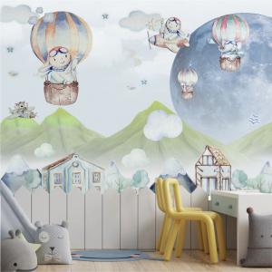 PAPEL DE PAREDE INFANTIL BALLON MOON Vinil 0,010mm - Auto adesivo Sob medida - PADRÃO Impressão Digital Fosco - Liso Dividimos em rolos de 40 a 60 cm Imagens meramente ilustrativas