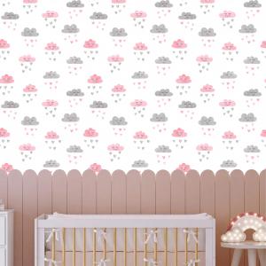 PAPEL DE PAREDE INFANTIL CLOUD LOVE Vinil 0,010mm - Auto adesivo Sob medida - PADRÃO Impressão Digital Fosco - Liso Dividimos em rolos de 40 a 60 cm Imagens meramente ilustrativas