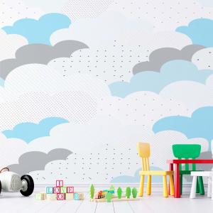 PAPEL DE PAREDE INFANTIL CLOUD Vinil 0,010mm - Auto adesivo Sob medida - PADRÃO Impressão Digital Fosco - Liso Dividimos em rolos de 40 a 60 cm Imagens meramente ilustrativas