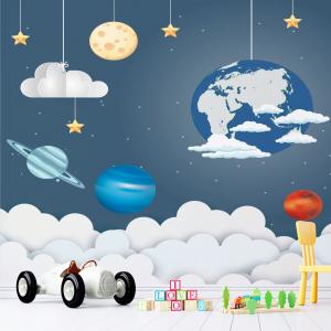 PAPEL DE PAREDE INFANTIL ESPACIAL BABY Vinil 0,010mm - Auto adesivo Sob medida - PADRÃO Impressão Digital Fosco - Liso Dividimos em rolos de 40 a 60 cm Imagens meramente ilustrativas