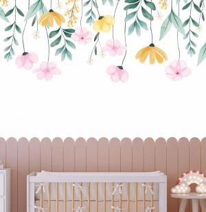 PAPEL DE PAREDE INFANTIL FLORAL SUSPENSO Vinil 0,010mm - Auto adesivo Sob medida - PADRÃO Impressão Digital Fosco - Liso Dividimos em rolos de 40 a 60 cm Imagens meramente ilustrativas