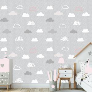 PAPEL DE PAREDE INFANTIL POA CLOUD Vinil 0,010mm - Auto adesivo Sob medida - PADRÃO Impressão Digital Fosco - Liso Dividimos em rolos de 40 a 60 cm Imagens meramente ilustrativas