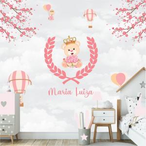 PAPEL DE PAREDE INFANTIL PRINCESS BEAR Vinil 0,010mm - Auto adesivo Sob medida - PADRÃO Impressão Digital Fosco - Liso Dividimos em rolos de 40 a 60 cm Imagens meramente ilustrativas