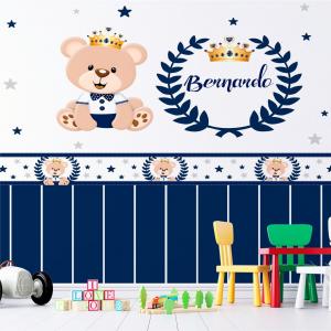 PAPEL DE PAREDE INFANTIL PRÍNCIPE URSO Vinil 0,010mm - Auto adesivo Sob medida - PADRÃO Impressão Digital Fosco - Liso Dividimos em rolos de 40 a 60 cm Imagens meramente ilustrativas