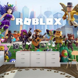 PAPEL DE PAREDE INFANTIL ROBLOX Vinil 0,010mm - Auto adesivo Sob medida - PADRÃO Impressão Digital Fosco - Liso Dividimos em rolos de 40 a 60 cm Imagens meramente ilustrativas