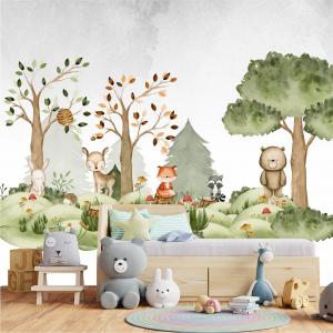 PAPEL DE PAREDE INFANTIL SAFARI SELVA Vinil 0,010mm - Auto adesivo Sob medida - PADRÃO Impressão Digital Fosco - Liso Dividimos em rolos de 40 a 60 cm Imagens meramente ilustrativas