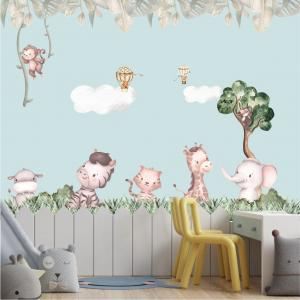 PAPEL DE PAREDE INFANTIL SELVA BABY Vinil 0,010mm - Auto adesivo Sob medida - PADRÃO Impressão Digital Fosco - Liso Dividimos em rolos de 40 a 60 cm Imagens meramente ilustrativas