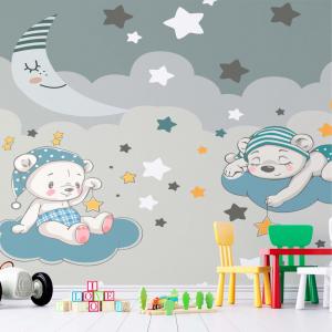 PAPEL DE PAREDE INFANTIL SKY BEAR Vinil 0,010mm - Auto adesivo Sob medida - PADRÃO Impressão Digital Fosco - Liso Dividimos em rolos de 40 a 60 cm Imagens meramente ilustrativas